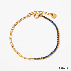 Stainless Steel Zircon Bracelet – PVD Vacuum Gold Plated
