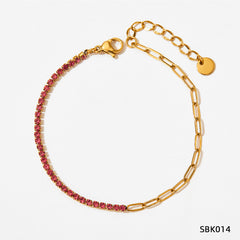 Stainless Steel Zircon Bracelet – PVD Vacuum Gold Plated
