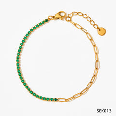 Stainless Steel Zircon Bracelet – PVD Vacuum Gold Plated