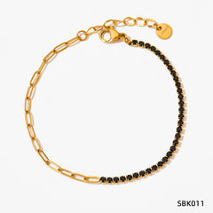 Stainless Steel Zircon Bracelet – PVD Vacuum Gold Plated