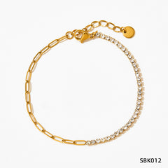 Stainless Steel Zircon Bracelet – PVD Vacuum Gold Plated