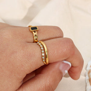 Bague DUO ÉCLAT - Double Anneau Pavé - KASANEL