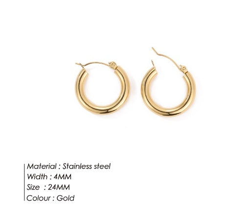 Essential Hoop Earrings – Stainless Steel, Gold Finish