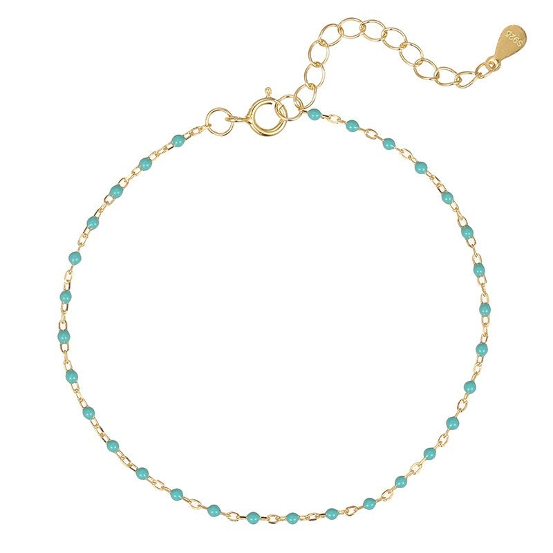 Color Beads Chain Bracelet – 925 Sterling Silver