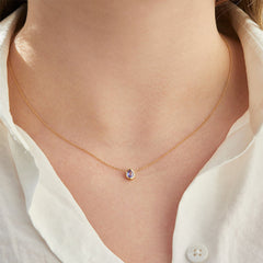 Birthstone Drop Necklace – 925 Silver & Gold Finish