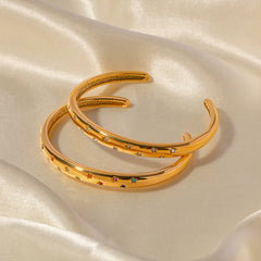 Stellar Cuff Bracelet – Gold Finish with Starry Zircons