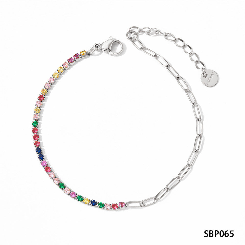 Stainless Steel Zircon Bracelet – PVD Vacuum Gold Plated