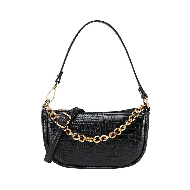 Eclipse Chain Baguette – Croc Emboss & Gold Chain