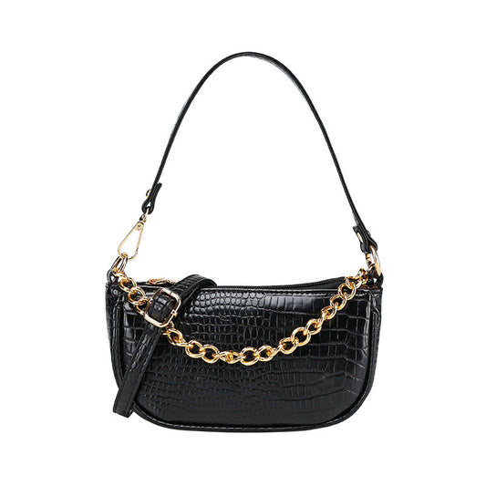 Eclipse Chain Baguette – Croc Emboss & Gold Chain