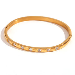 Radiant Bangle – 18K Gold Stainless Steel with Zircon Accents