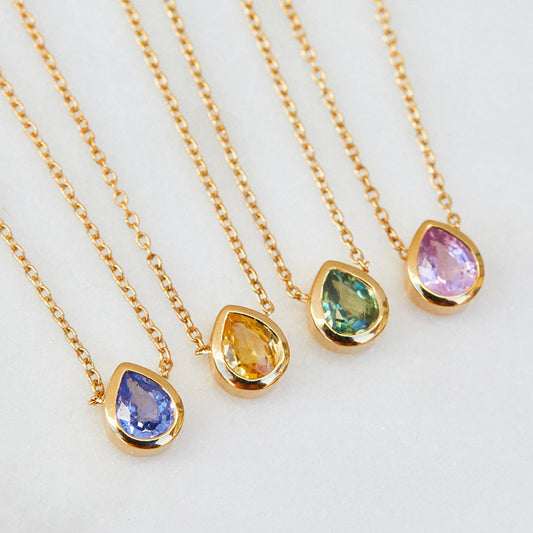 Birthstone Drop Necklace – 925 Silver & Gold Finish