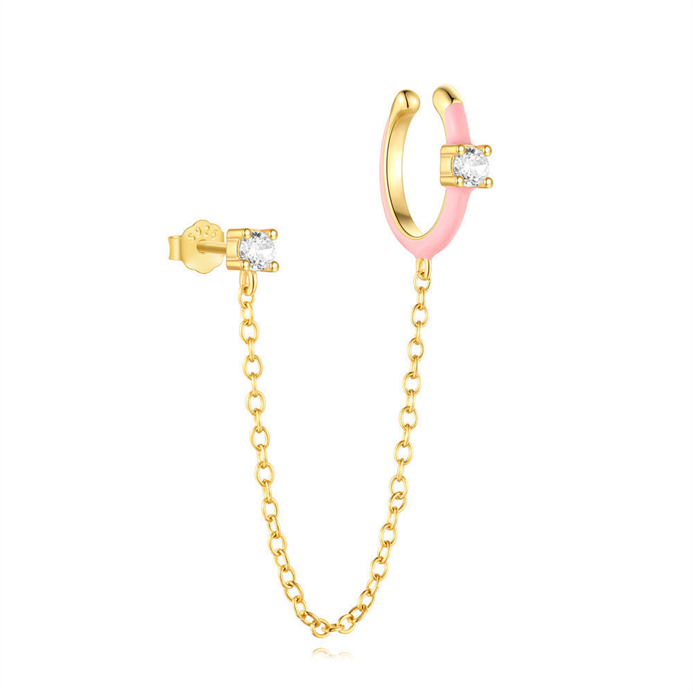 Earcuff Flora & Chain – 925 Sterling Silver