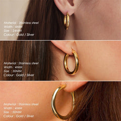Essential Hoop Earrings – Stainless Steel, Gold Finish