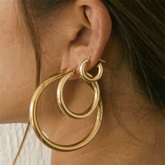 Essential Hoop Earrings – Stainless Steel, Gold Finish