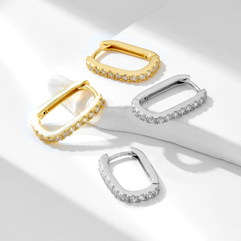 Ellipse Pavé Hoops - 925 sterling silver
