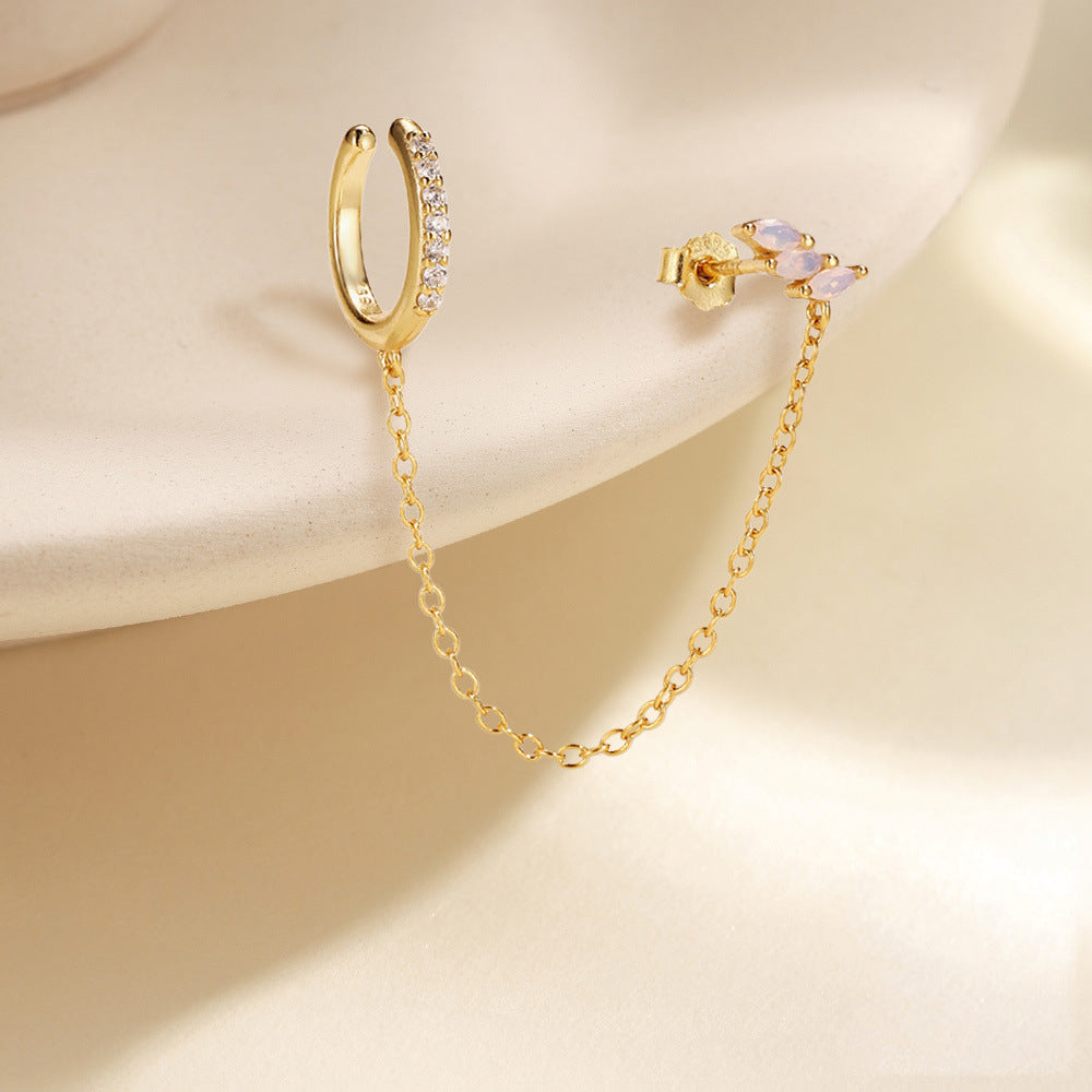 Earcuff Flora & Chain – 925 Sterling Silver