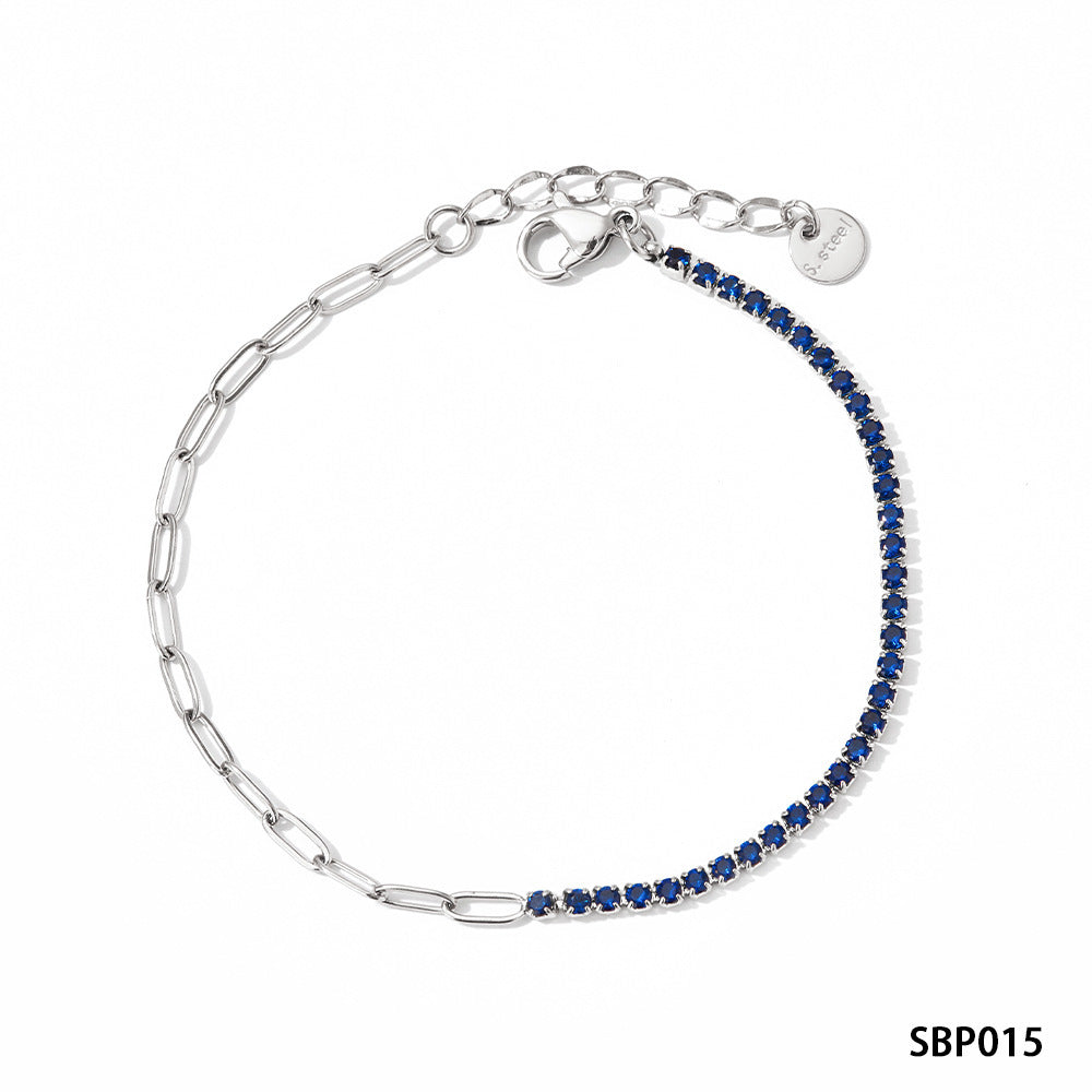 Stainless Steel Zircon Bracelet – PVD Vacuum Gold Plated