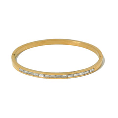 Radiant Bangle – 18K Gold Stainless Steel with Zircon Accents