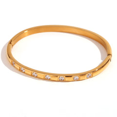 Radiant Bangle – 18K Gold Stainless Steel with Zircon Accents