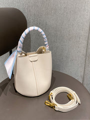 The Soft Bucket – Casual PU Handbag with Bow Accent
