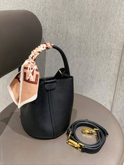 The Soft Bucket – Casual PU Handbag with Bow Accent