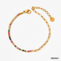 Stainless Steel Zircon Bracelet – PVD Vacuum Gold Plated