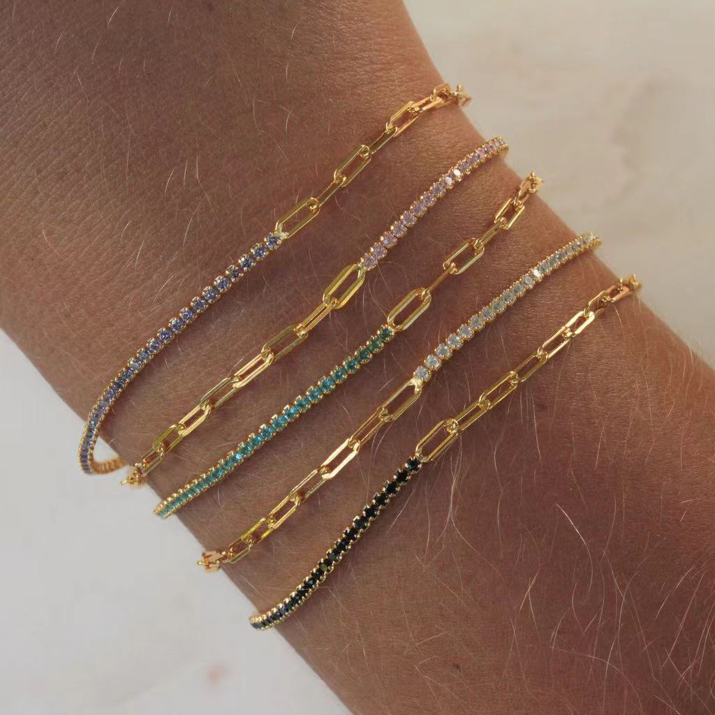 Stainless Steel Zircon Bracelet – PVD Vacuum Gold Plated