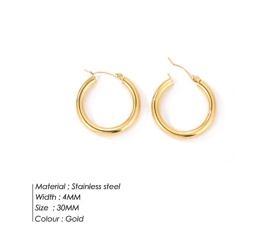 Essential Hoop Earrings – Stainless Steel, Gold Finish