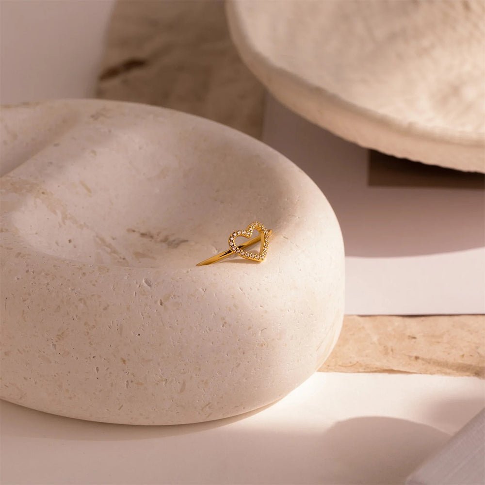 Bague CŒUR LUMIÈRE - Acier Inoxydable Pavé - KASANEL