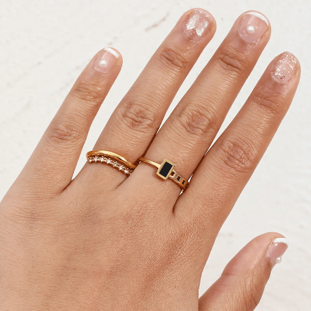 Bague DUO ÉCLAT - Double Anneau Pavé - KASANEL