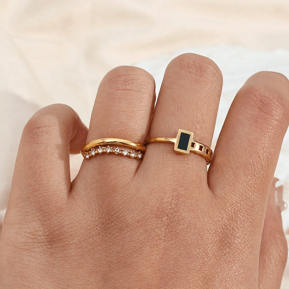 Bague DUO ÉCLAT - Double Anneau Pavé - KASANEL