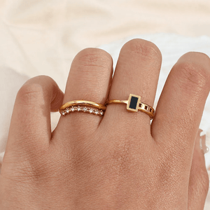 Bague DUO ÉCLAT - Double Anneau Pavé - KASANEL