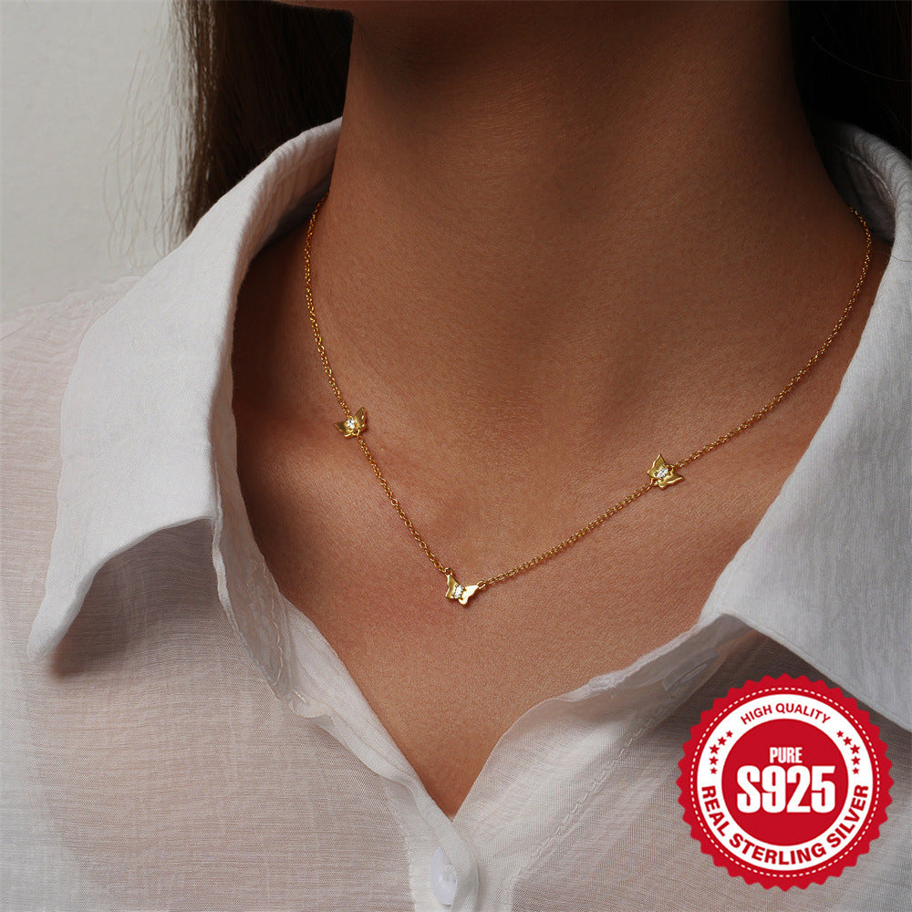 Butterfly Grace Necklace – 925 Sterling Silver with Zircon