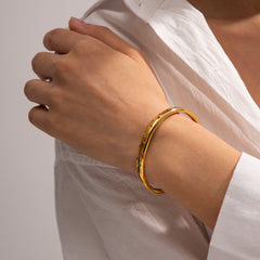 Stellar Cuff Bracelet – Gold Finish with Starry Zircons