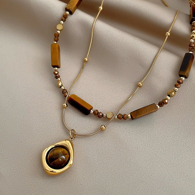 Collier Duo GAIA SOLIS Pierre Oeil - de - Tigre - KASANEL