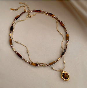 Collier Duo GAIA SOLIS Pierre Oeil - de - Tigre - KASANEL