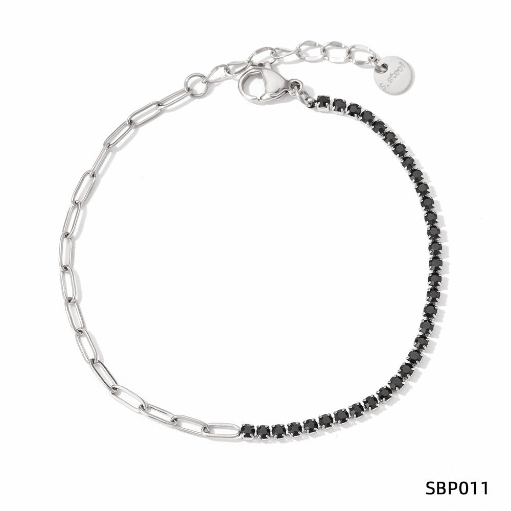Stainless Steel Zircon Bracelet – PVD Vacuum Gold Plated