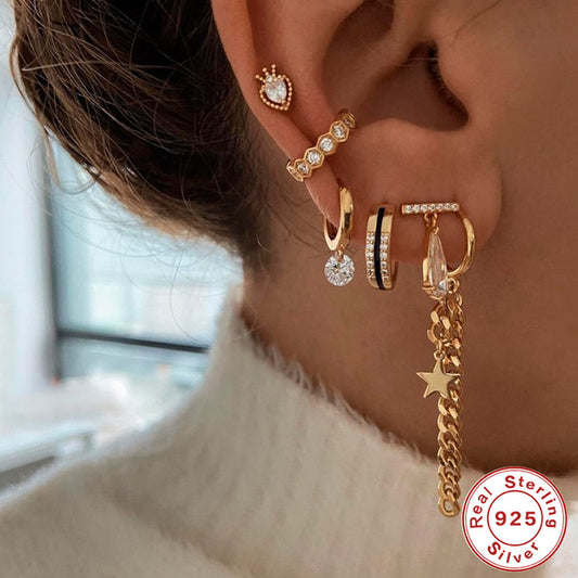 Radiant Hoop Earrings – 925 Sterling Silver with Zircon