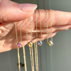 Birthstone Drop Necklace – 925 Silver & Gold Finish