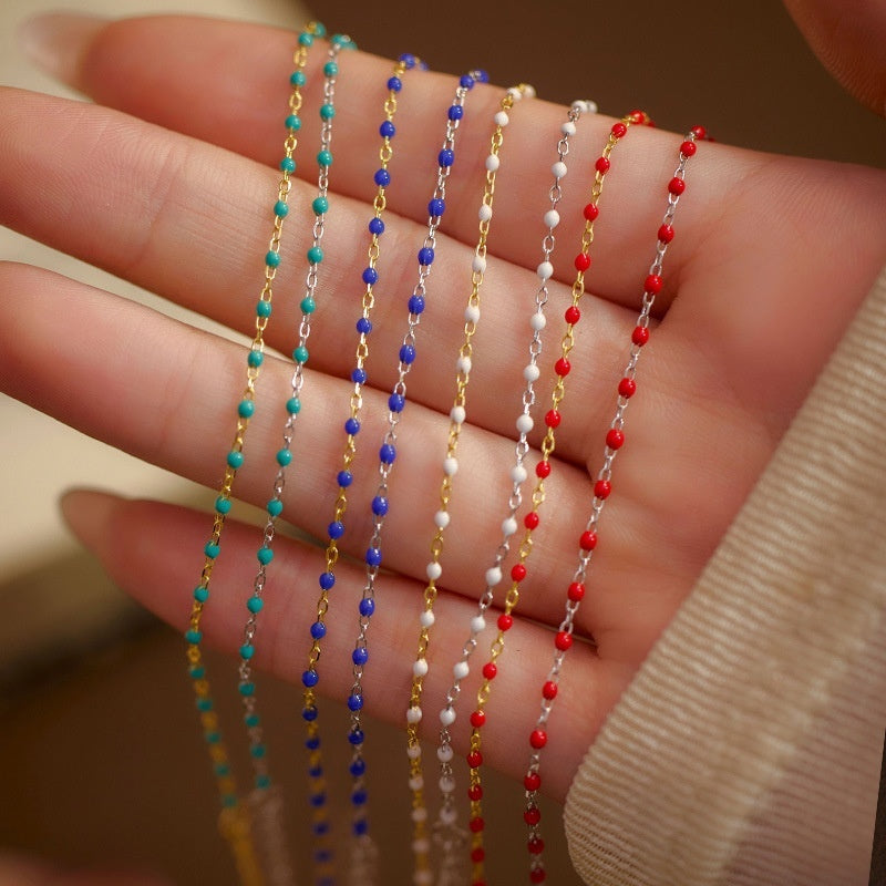 Color Beads Chain Bracelet – 925 Sterling Silver