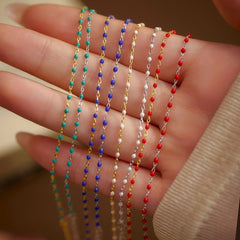 Color Beads Chain Bracelet – 925 Sterling Silver