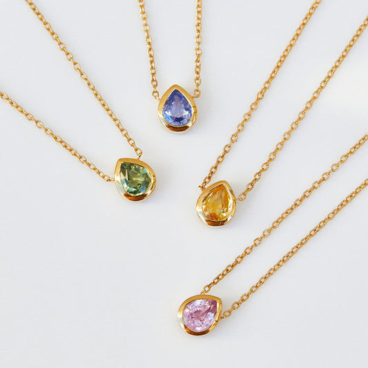 Birthstone Drop Necklace – 925 Silver & Gold Finish