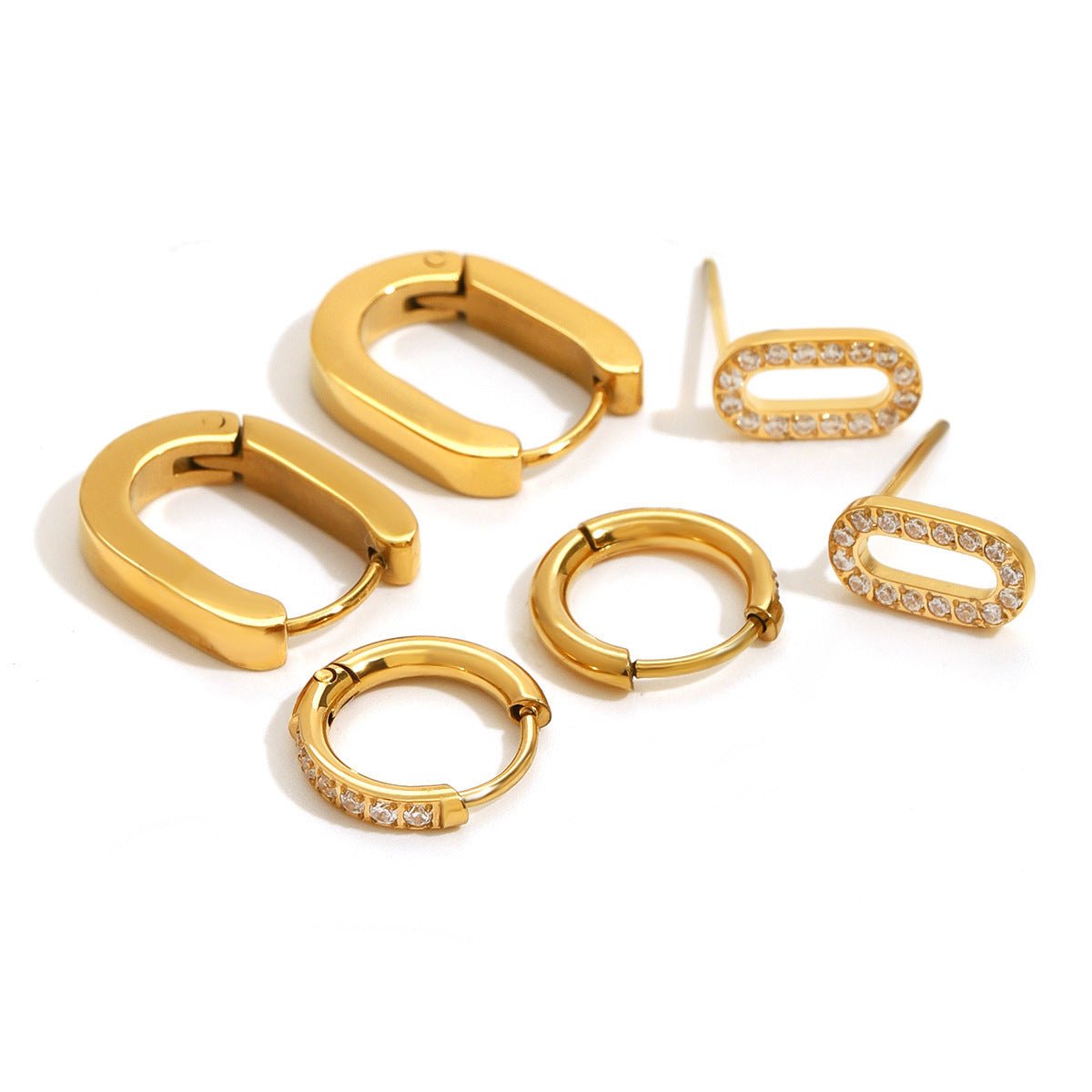 Set de 3 Paires GÉOMÉTRIE VIVA Acier Inoxydable - KASANEL