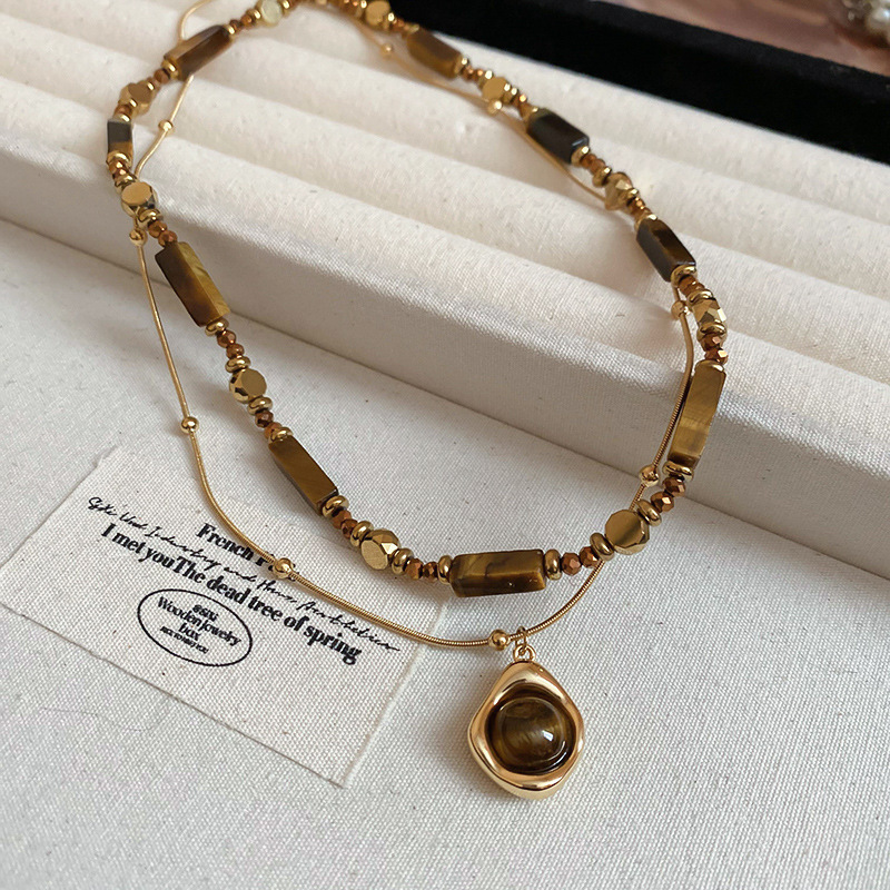 Collier Duo GAIA SOLIS Pierre Oeil-de-Tigre – Image 5