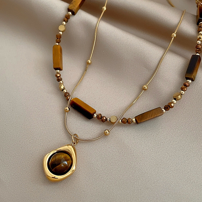 Collier Duo GAIA SOLIS Pierre Oeil-de-Tigre – Image 4
