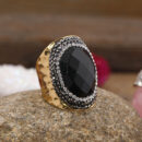 Bague Pierre Naturelle GAIA PRIMA - Black Agate