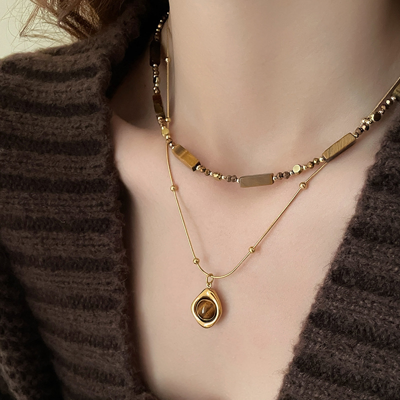 Collier Duo GAIA SOLIS Pierre Oeil-de-Tigre