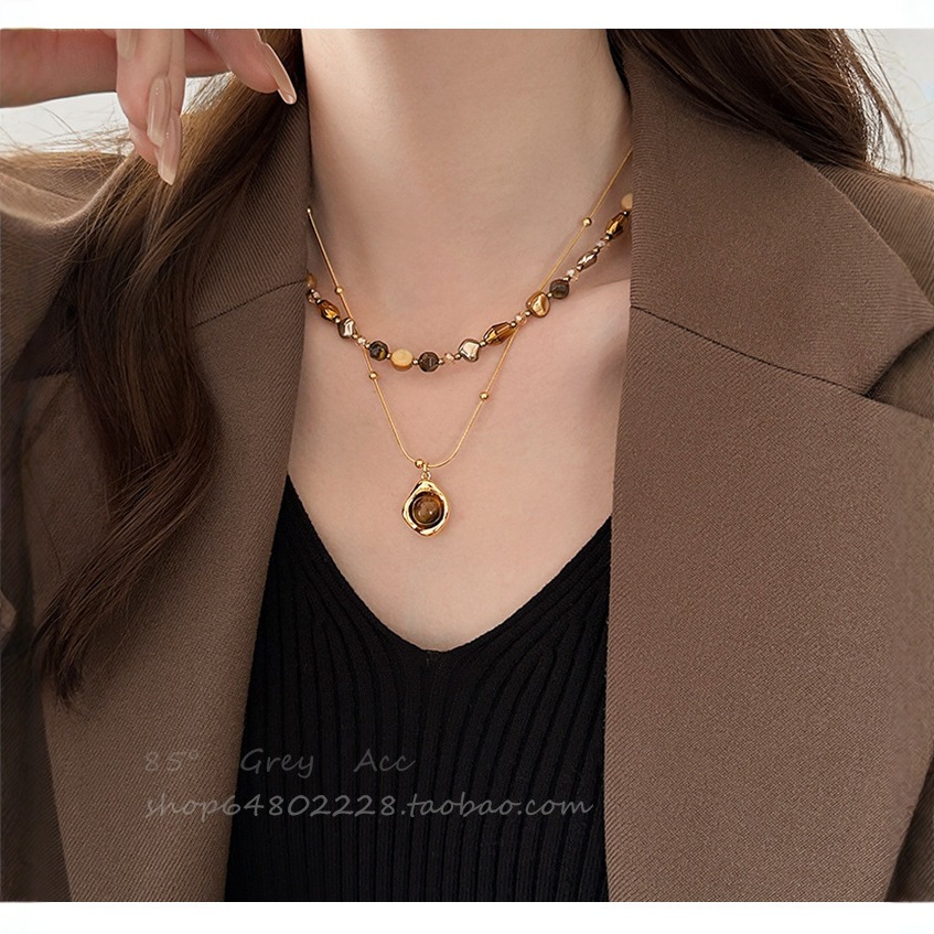 Collier Duo GAIA SOLIS Pierre Oeil-de-Tigre – Image 3